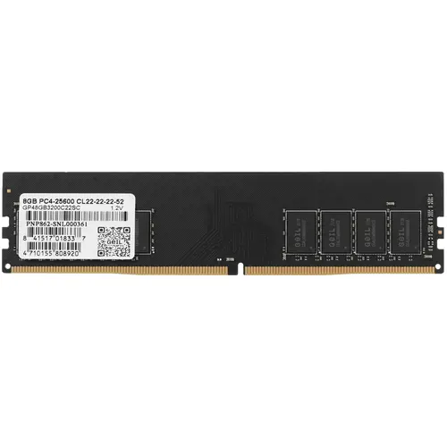 

Память DDR4 DIMM 8Gb, 3200MHz, CL22, 1.2 В, Geil (GOR48GB3200C22SC), GOR48GB3200C22SC