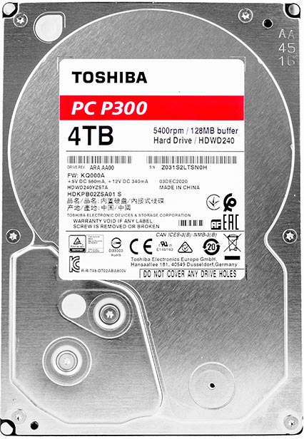 Жесткий диск (HDD) Toshiba 4Tb P300, 3.5", 5400rpm