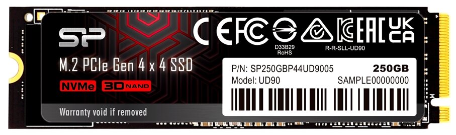 Твердотельный накопитель (SSD) Silicon Power 250Gb UD90, 2280, PCI-E, NVMe (SP250GBP44UD9005) - фото 1