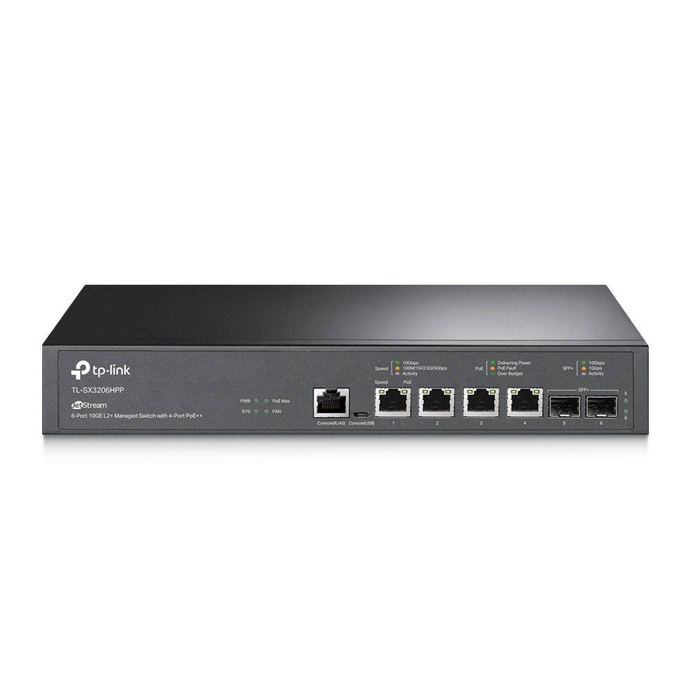 

Коммутатор TP-LINK JetStream TL-SX3206HPP, управляемый, кол-во портов: 4x10 Гбит/с, SFP+ 2x10 Гбит/с, установка в стойку, PoE: 4x60Вт (макс. 200Вт) (TL-SX3206HPP), TL-SX3206HPP