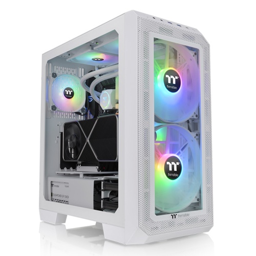 

Корпус Thermaltake View 300 MX, ATX, Midi-Tower, 2xUSB 3.0, USB Type-C, RGB подсветка, белый, без БП (CA-1P6-00M6WN-00), View 300 MX