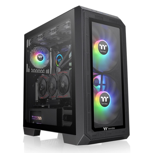 Корпус Thermaltake View 300 MX, ATX, Midi-Tower, 2xUSB 3.0, USB Type-C, RGB подсветка, черный, без БП (CA-1P6-00M1WN-00)