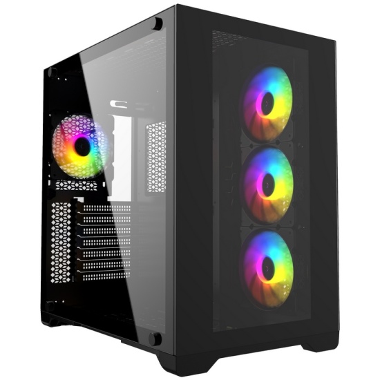 Корпус PowerCase CVBA-L4, ATX, Midi-Tower, USB 3.0, USB Type-C, RGB подсветка, черный, без БП (CVBA-L4)