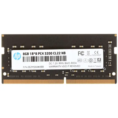 

Память DDR4 SODIMM 8Gb, 3200MHz, CL22, 1.2 В, HP, S1 series (2E2M5AA#ABB), 2E2M5AA