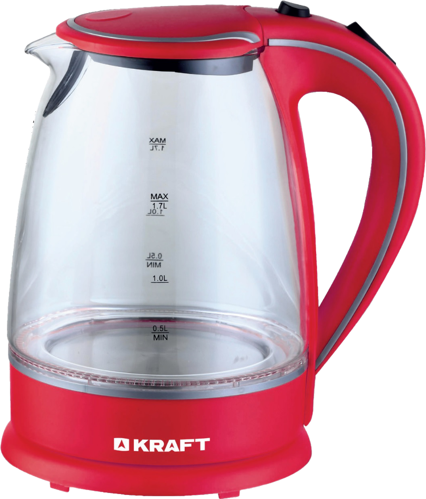 

Чайник KRAFT KF-KG1702RE 1.7л. 2200Вт, пластик/стекло, красный (KF-KG1702RE), KF-KG1702RE