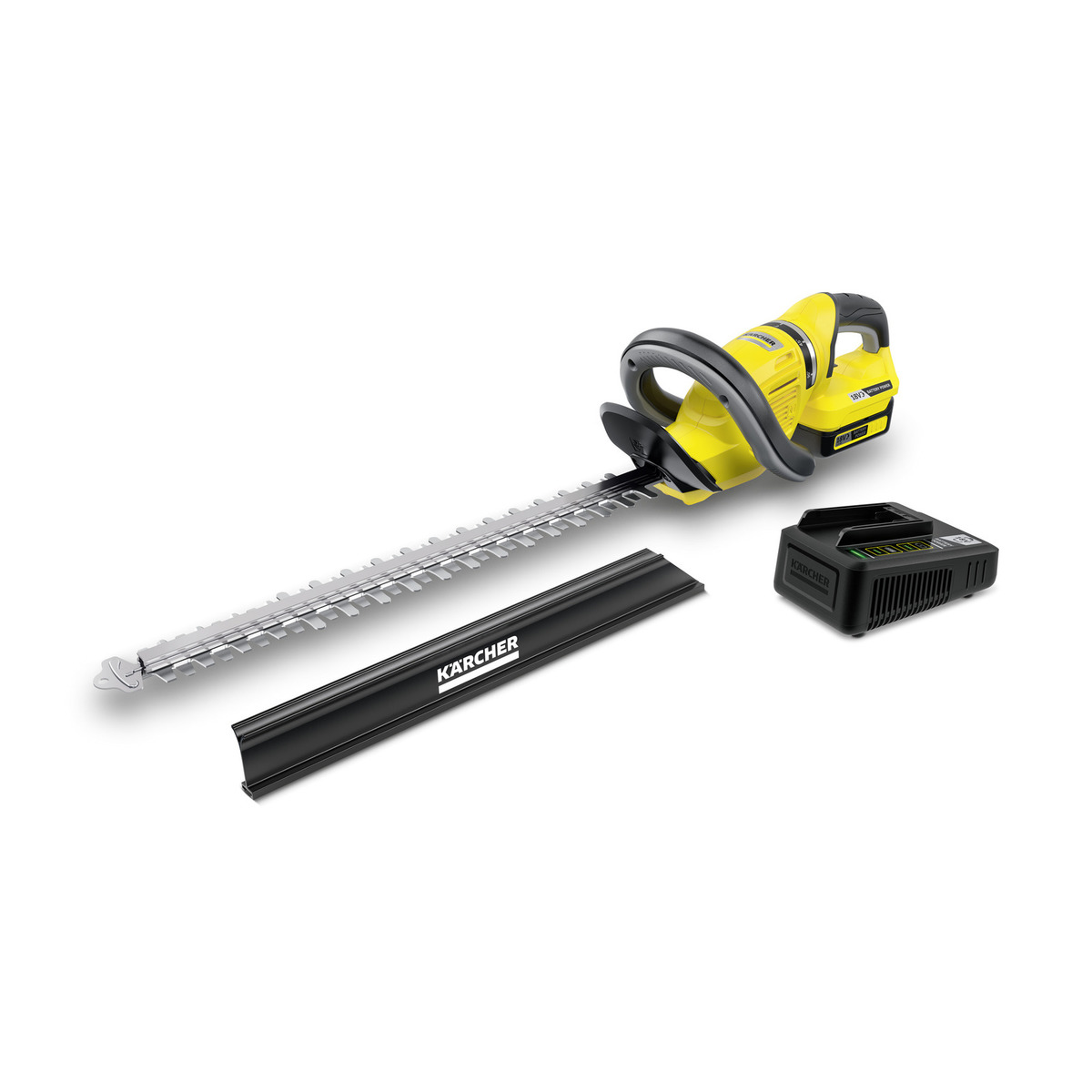 Кусторез Karcher HGE 18-50, аккумуляторный, Li-Ion, 2.5 А·ч, 18 В, длина лезвия 50 см, 2.9 кг (1.444-241.0)