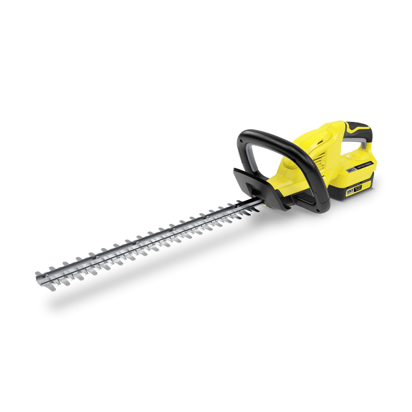 Кусторез Karcher HGE 18-45, аккумуляторный, Li-Ion, 2.5 А·ч, 18 В, длина лезвия 45 см, 2.68 кг (1.444-231.0)