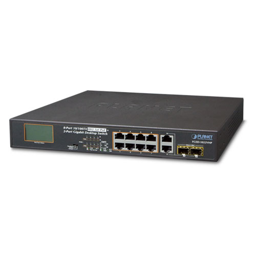 

Коммутатор Planet FGSD-1022VHP, кол-во портов: 8x100 Мбит/с, кол-во SFP/uplink: combo RJ-45/SFP 2x1 Гбит/с, установка в стойку, PoE: 8x30Вт (макс. 120Вт) (FGSD-1022VHP), FGSD-1022VHP