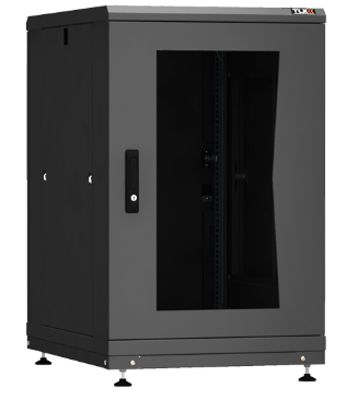 Шкаф телекоммуникационный напольный 18U 600x600, стекло/металл, черный, разборный, TLK Practical II TFR-186060-GMMM-R-BK (TFR-186060-GMMM-R-BK)