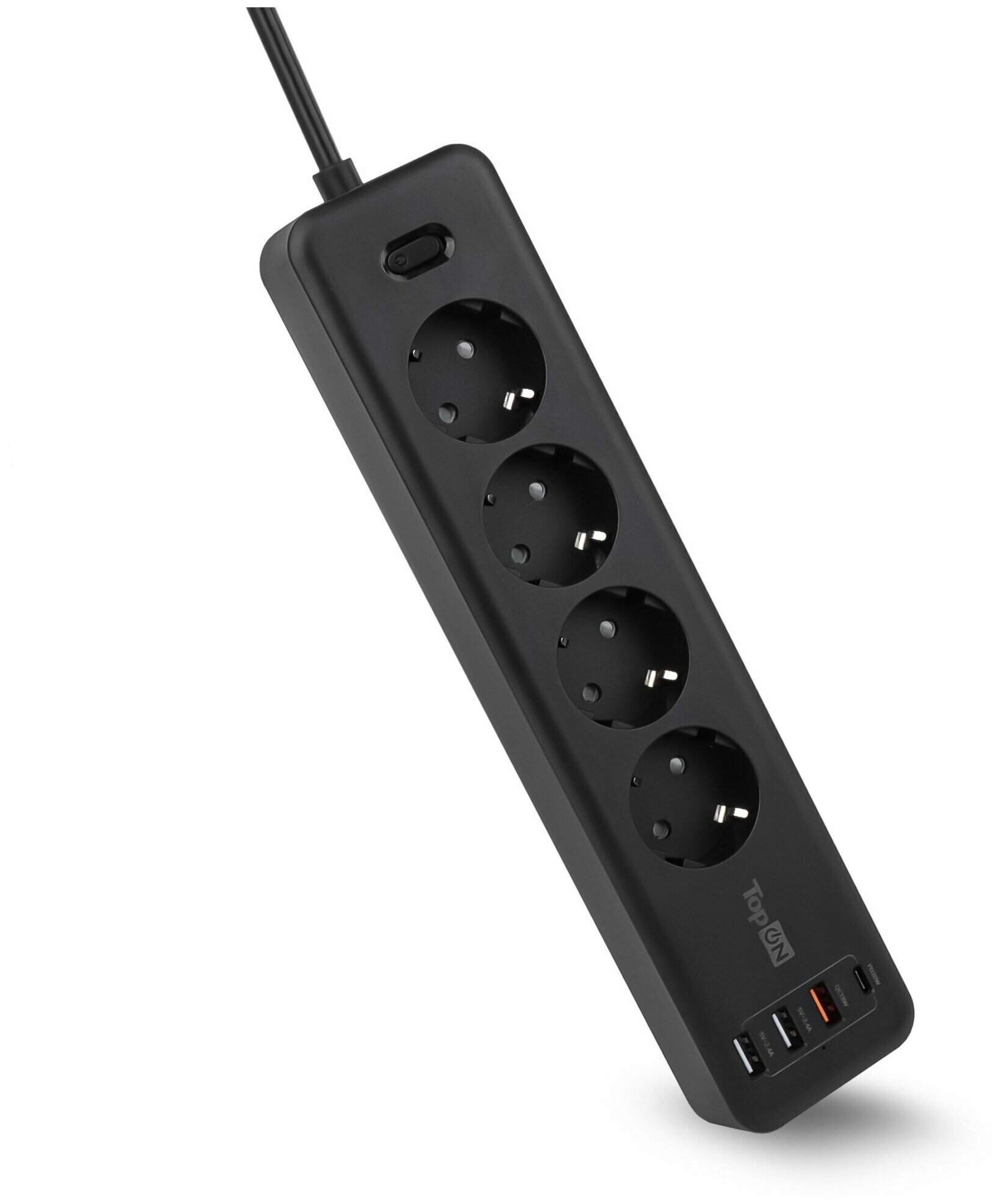 Сетевой удлинитель TopON TOP-PWS4B, 4-розетки, 3 м, черный (TOP-PWS4B-3)