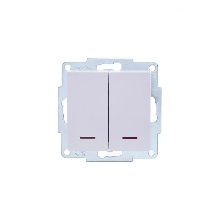 Выключатель LEZARD VESNA 742-0288-112, 2кл., индикатор/подсветка, скрытый монтаж, механизм без накладки и рамки, белый (742-0288-112)