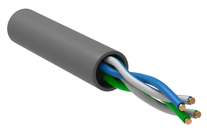 Витая пара UTP кат.5, 2 пары, CCA, 0.5 мм, 305м., внутренний, одножильный, серый, GENERICA (BC1-C502-111-305-G)