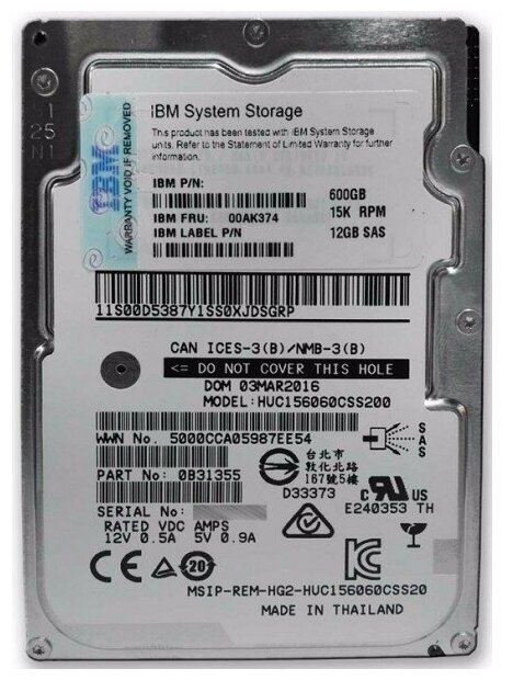 

Жесткий диск (HDD) Lenovo 600Gb Storwize V3700, 2.5", 15K, 128Mb, SAS 12Gb/s (00AK374)