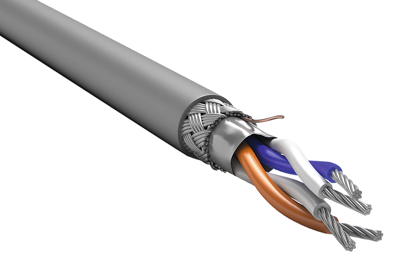 Кабель интерфейсный RS-485 ITK, многожильный, 1 пара, экранированный, CU, 200м., серый (RC3-RS485-01-SF-4101)