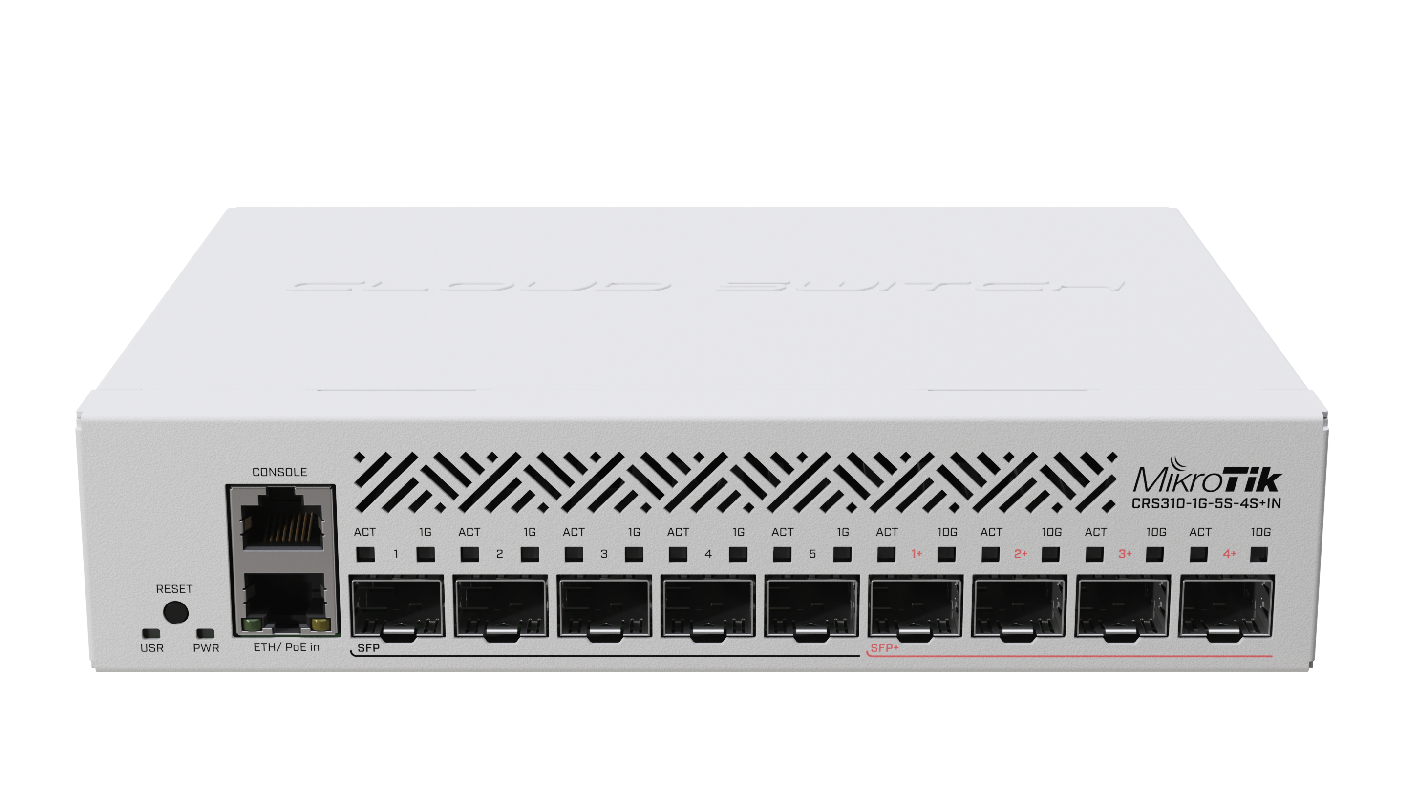 

Коммутатор MikroTik Cloud Router Switch CRS310-1G-5S-4S+IN, управляемый, кол-во портов: 1x1 Гбит/с, SFP 5x1 Гбит/с, кол-во SFP/uplink: SFP+ 4x10 Гбит/с, установка в стойку (CRS310-1G-5S-4S+IN), CRS310-1G-5S-4S+IN