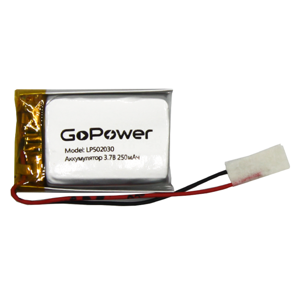 

Аккумулятор GoPower, LP502030, 3.7V 250 мА·ч, 1 шт. (00-00019579)