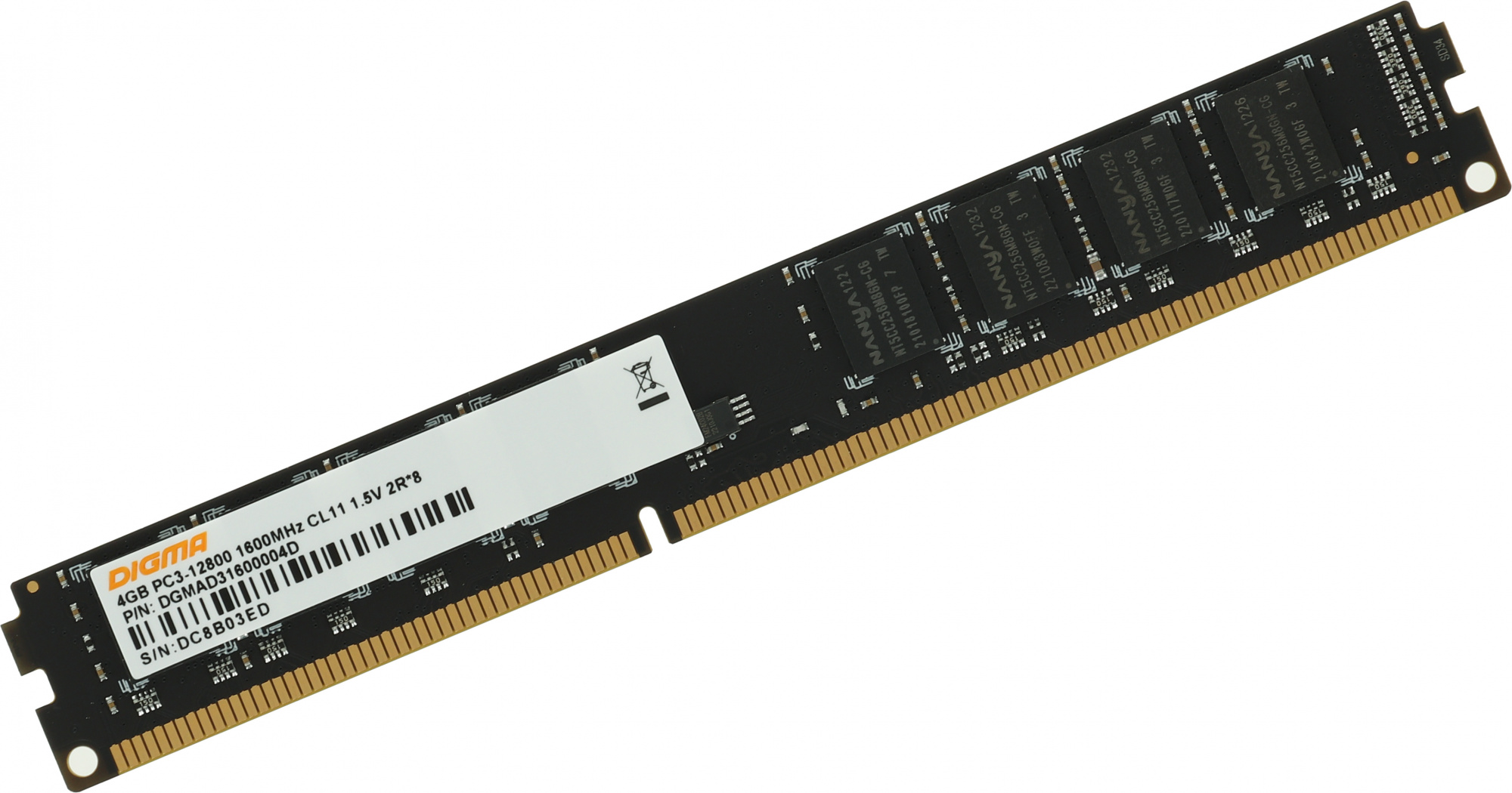 Память DDR3 DIMM 4Gb, 1600MHz, CL11, 1.5V DIGMA (DGMAD31600004D) - фото 1