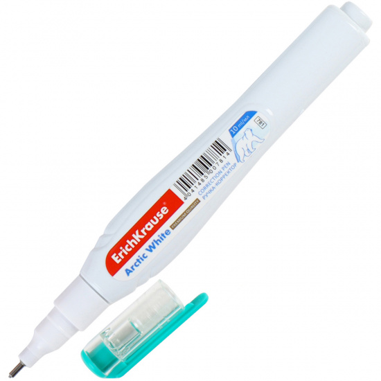 

Корректор ручка Erich Krause Arctik White, 10мл, корпус белый (14173), White