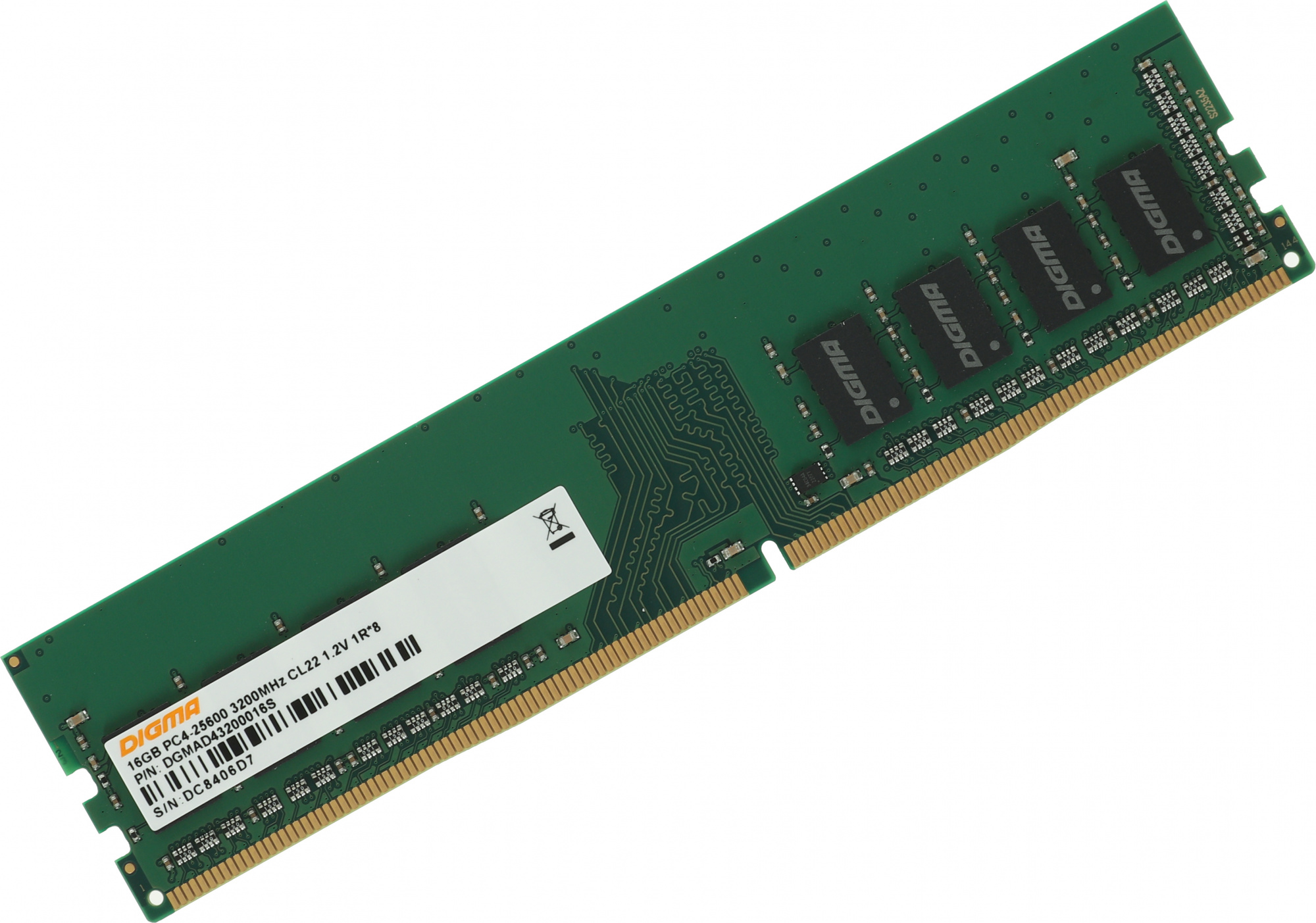 

Память DDR4 DIMM 16Gb, 2666MHz, CL19, 1.2 В, DIGMA (DGMAD42666016S), DGMAD42666016S