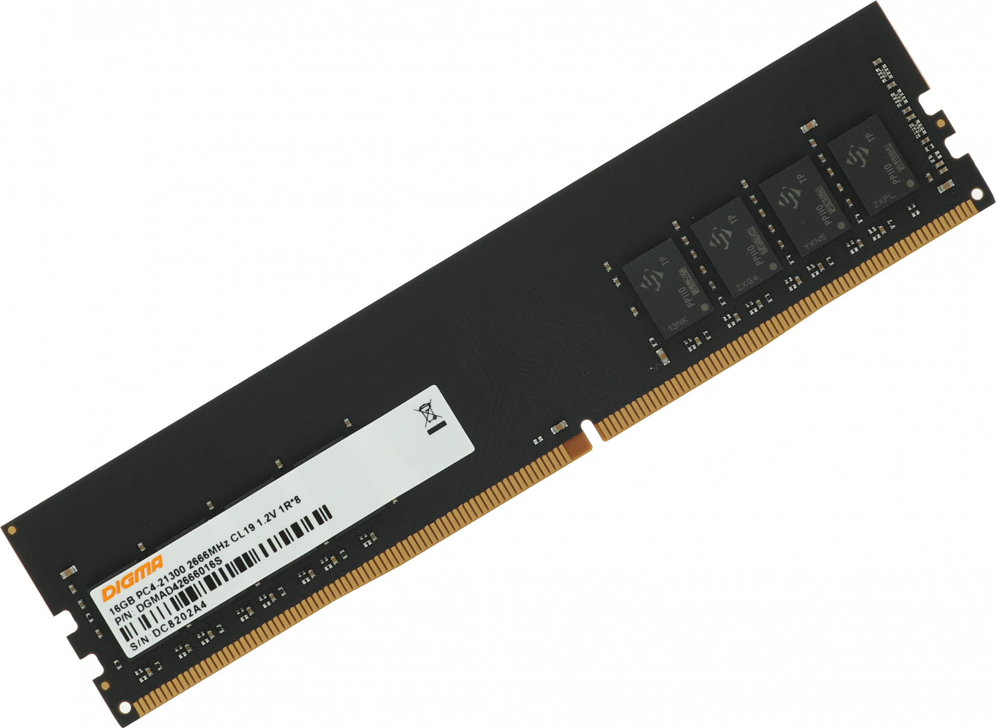 

Память DDR4 DIMM 16Gb, 3200MHz, CL22, 1.2 В, DIGMA (DGMAD43200016S), DGMAD43200016S