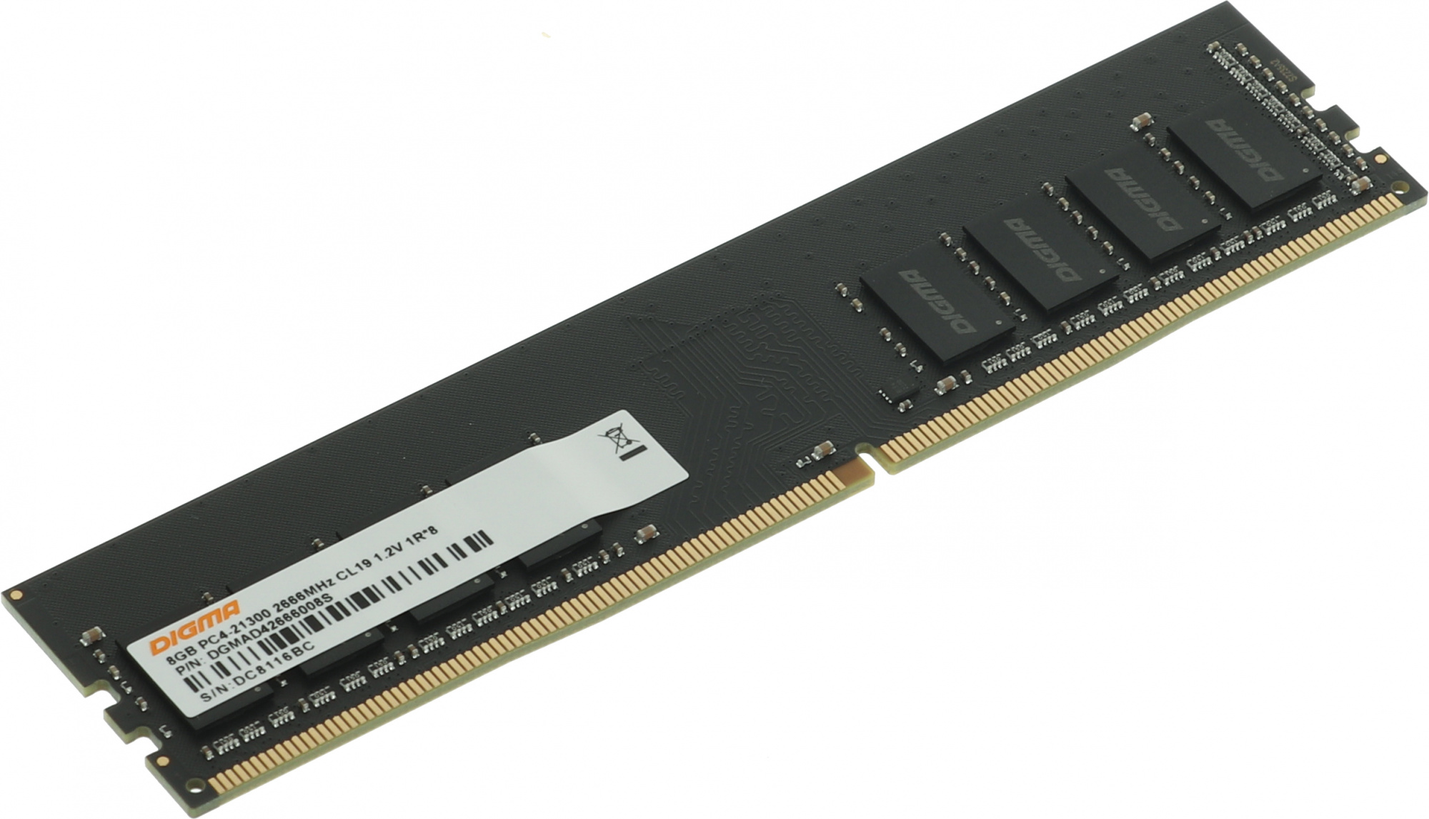 

Память DDR4 DIMM 8Gb, 2666MHz, CL19, 1.2 В, DIGMA (DGMAD42666008S), DGMAD42666008S