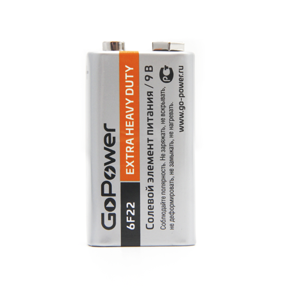 

Батарея GoPower крона (6LR61/6LF22/1604A/6F22), 9V, 10 шт. (00-00015598)
