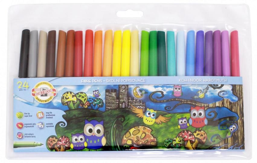 

Фломастеры смываемые Koh-I-Noor Owls, 24 шт. (771012BD01TE), Owls