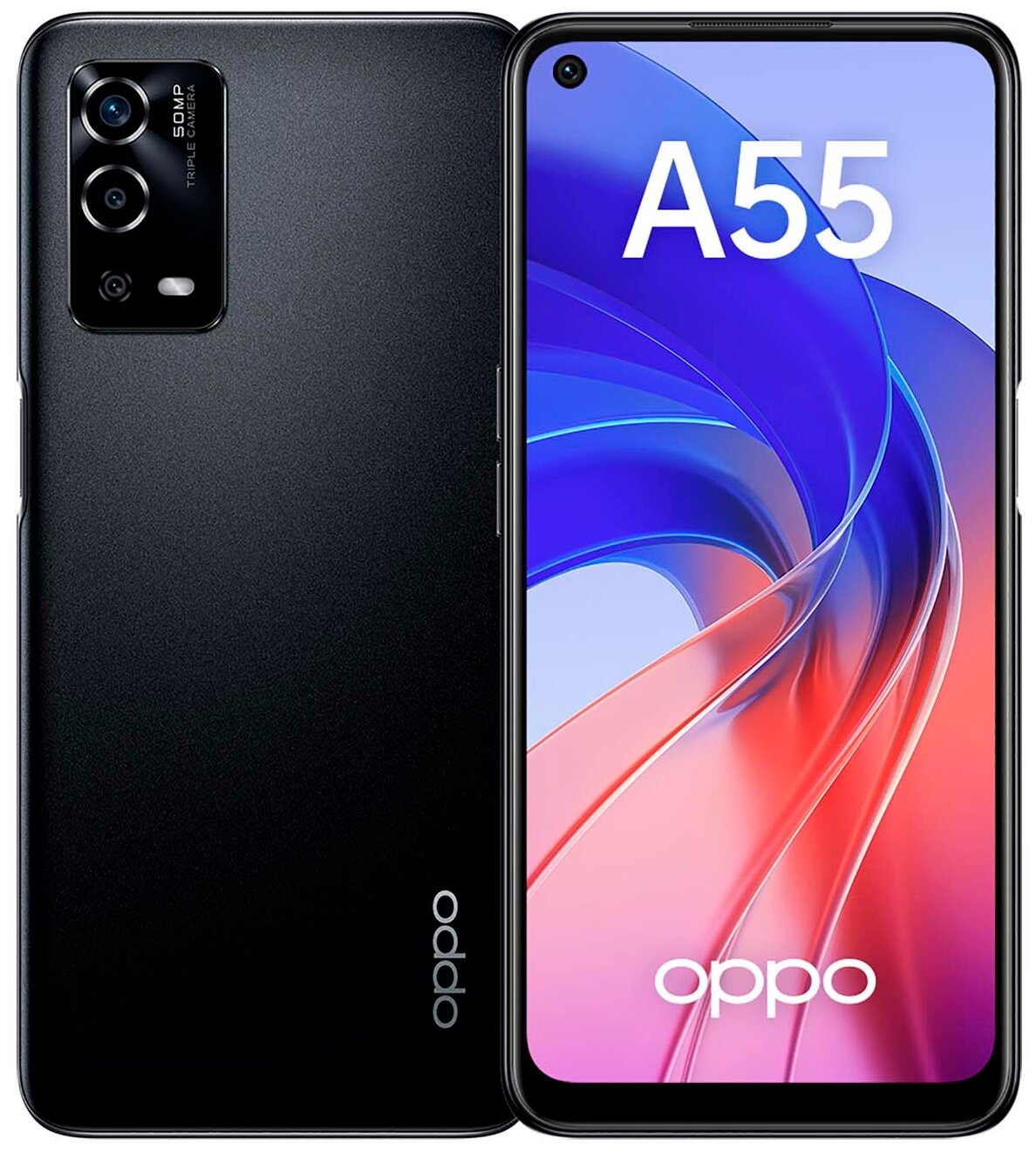 

Смартфон OPPO A55, 6.51" 720x1600 IPS, MediaTek Helio G35, 4Gb RAM, 128Gb, 3G/4G, NFC, Wi-Fi, BT, 3xCam, 2-Sim, 5000mAh, USB Type-C, Android 11, черный (OPP-2325.4-128.BK), A55