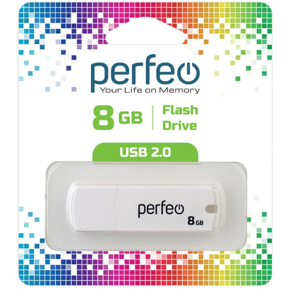 

Флешка 8Gb USB 2.0 Perfeo C05 PF-C05W008, белый (PF-C05W008), PF-C05W008