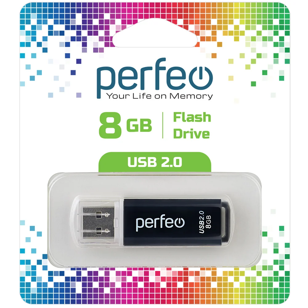

Флешка 8Gb USB 2.0 Perfeo C13 PF-C13B008, черный (PF-C13B008), PF-C13B008