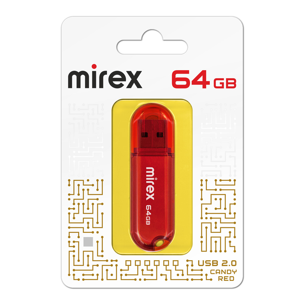 

Флешка 64Gb USB 2.0 Mirex Candy 13600-FMUCAR64, красный (13600-FMUCAR64), 13600-FMUCAR64