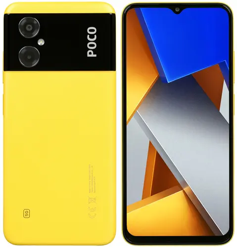 

Смартфон POCO M4 5G, 6.58" 1080x2400 IPS, MediaTek Dimensity 700, 4Gb RAM, 64Gb, 3G/4G/5G, NFC, Wi-Fi, BT, 2xCam, 2-Sim, 5000mAh, USB Type-C, Android 12, желтый (MZB0BFBRU), POCO M4 5G