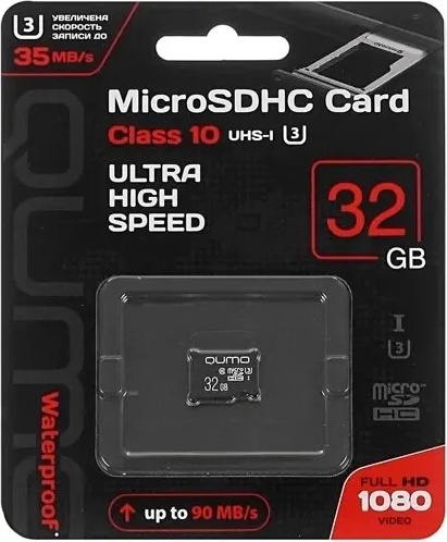 Карта памяти 32Gb microSDHC Qumo Class 10 UHS-I U3 (QM32GMICSDHC10U3NA)