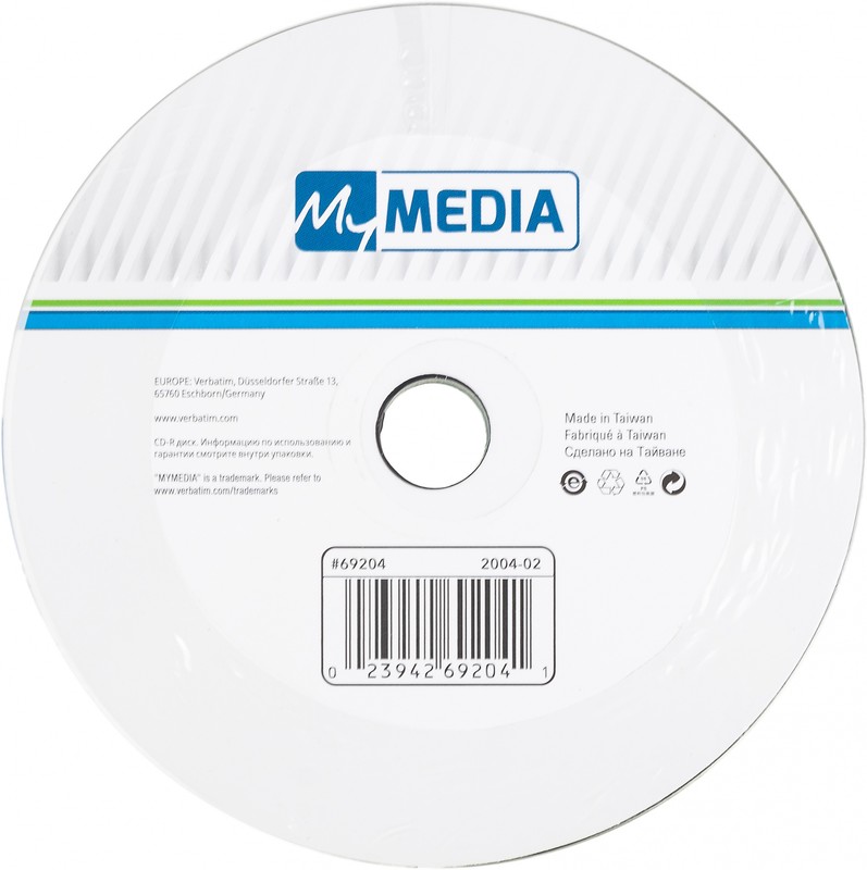 

Диск MYMEDIA CD-R, 700Mb, 52x, термопленка, 10 шт (69204)