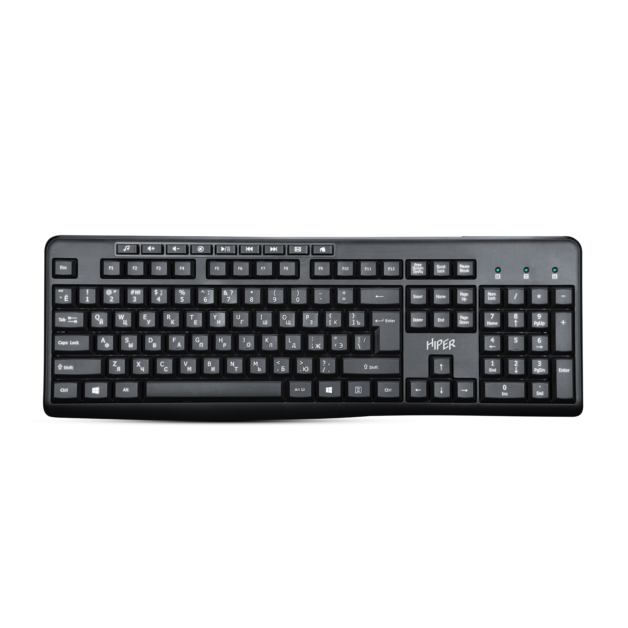 

Клавиатура проводная Hiper OK-2200, мембранная, USB, черный (OK-2200), OK-2200