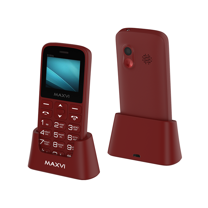 

Мобильный телефон MAXVI B100ds, 1.77" 160x128 QQVGA, 32Mb RAM, 32Mb, BT, 2-Sim, 1000 мА·ч, micro-USB, красный, B100ds