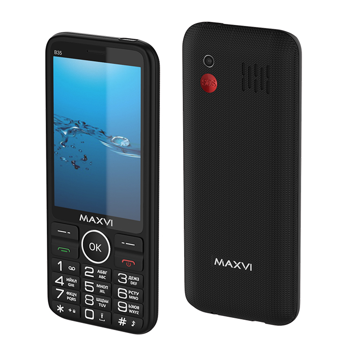 

Мобильный телефон MAXVI B35, 3.5" 480x320 HVGA, 32Mb RAM, 32Mb, BT, 1xCam, 2-Sim, 2500 мА·ч, micro-USB, черный, B35
