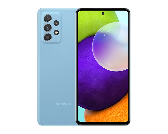 

Смартфон Samsung Galaxy A52, 6.5" 1080x2400 AMOLED, Qualcomm Snapdragon 720G, 4Gb RAM, 128Gb, 3G/4G, NFC, Wi-Fi, BT, 4xCam, 2-Sim, 4500 мА⋅ч, USB Type-C, Android 11, голубой (SM-A525FZBDCAU), Galaxy A52