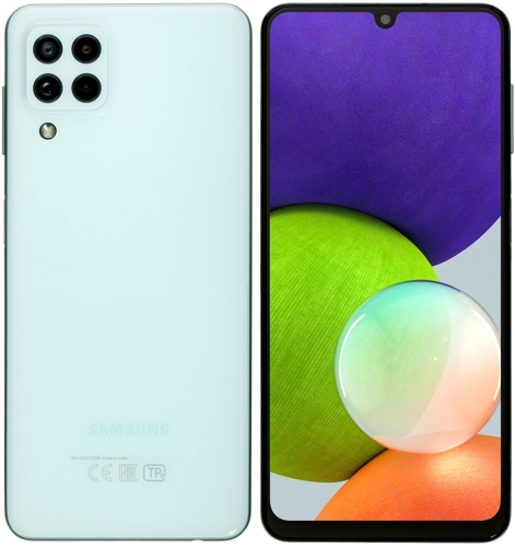 

Смартфон Samsung Galaxy A22, 6.4" 720x1600 Super AMOLED, MediaTek Helio G80, 4Gb RAM, 64Gb, 3G/4G, NFC, Wi-Fi, BT, 4xCam, 2-Sim, 5000 мА⋅ч, USB Type-C, Android 11, мятный (SM-A225FLGDCAU), Galaxy A22