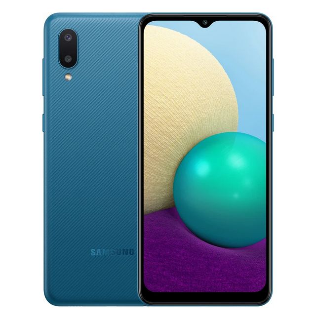 

Смартфон Samsung Galaxy A02, 6.5" 720x1600 PLS, MediaTek MT6739, 2Gb RAM, 32Gb, 3G/4G, Wi-Fi, BT, 2xCam, 2-Sim, 5000mAh, Micro-USB, Android 10, синий (SM-A022GZBBCAU), Galaxy A02