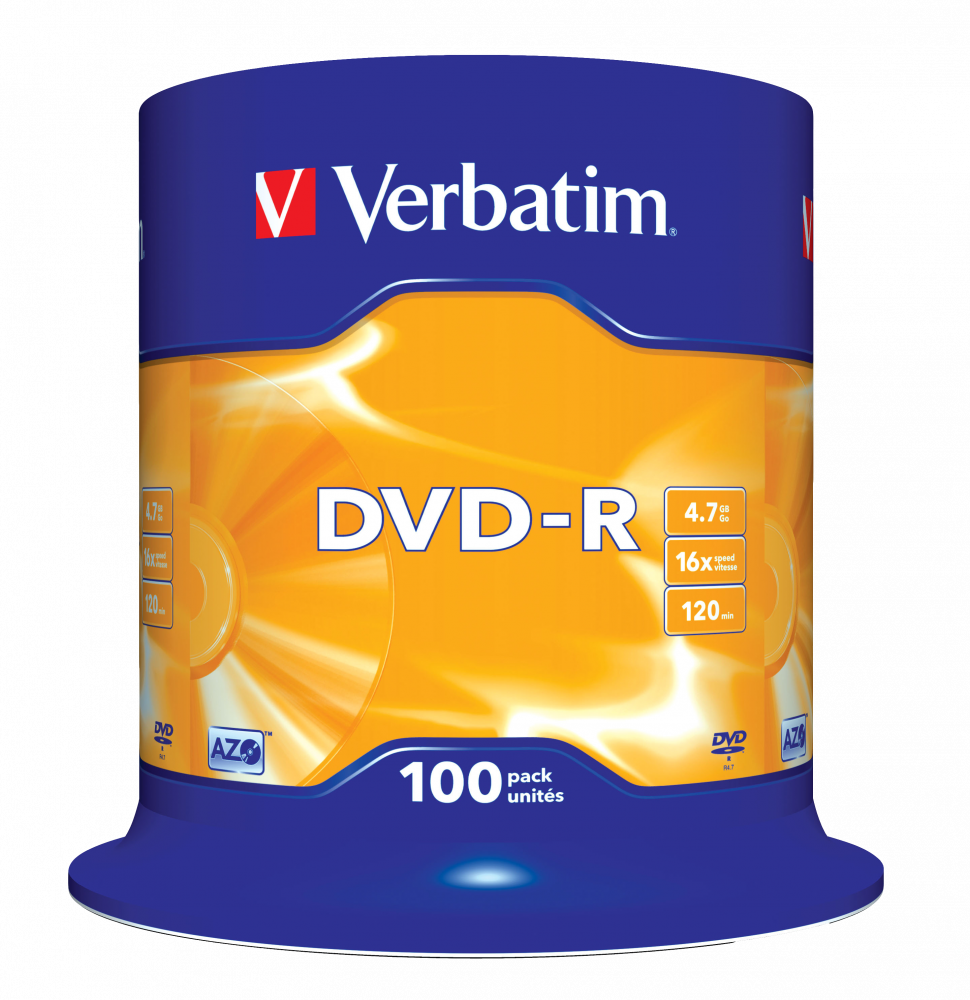 Диск Verbatim DVD-R 4.7Gb, 16x, Cake Box (100 шт)