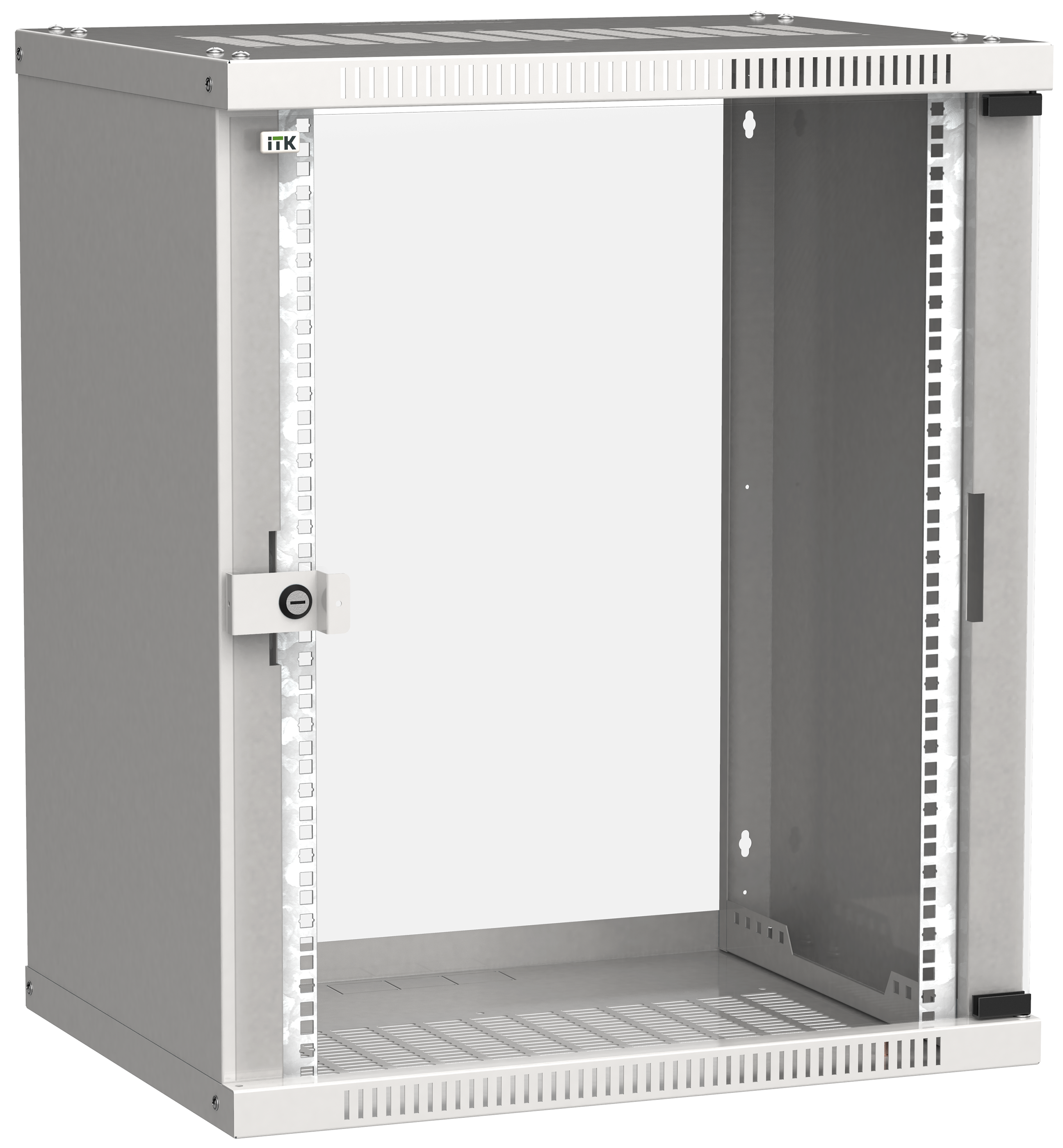 Шкаф телекоммуникационный настенный 15U 600x450 мм, стекло, серый, разборный, ITK LINEA WE (LWE3-15U64-GF)