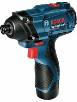 Гайковерт BOSCH GDR 120-LI, аккумуляторный, ударный, 100 Н·м, шестигранный (1/4HEX), 2 А·ч, Li-Ion, 12В, кейс, 1.1кг (06019F0007)