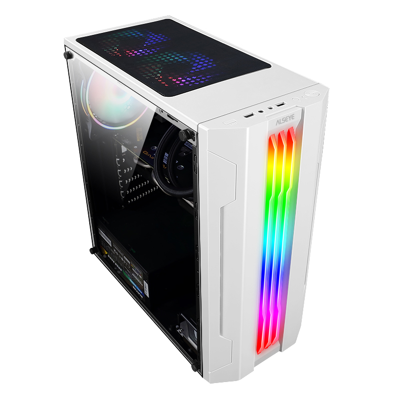Корпус Alseye Auro 3.0-W, ATX, Midi-Tower, USB 3.0, RGB подсветка, белый, без БП (Auro 3.0-W)