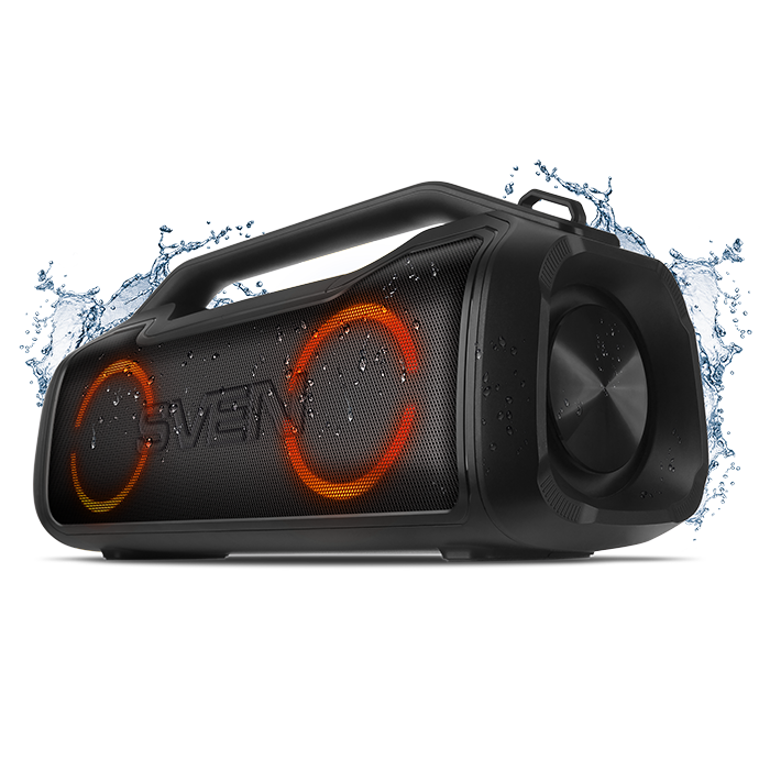 

Портативная акустика SVEN PS-390, 50 Вт, AUX, USB, microSD, Bluetooth, подсветка, черный (SV-021306), PS-390