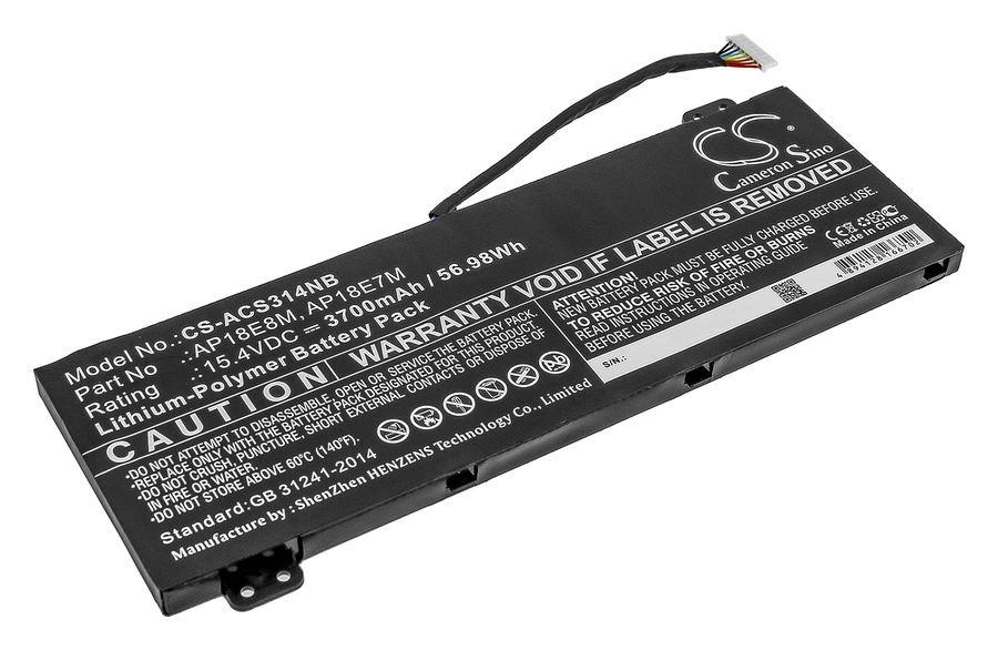 

Аккумуляторная батарея CameronSino для Acer Nitro 5 AN515, 15.4V, 3700mAh, черный (CS-ACS314NB)