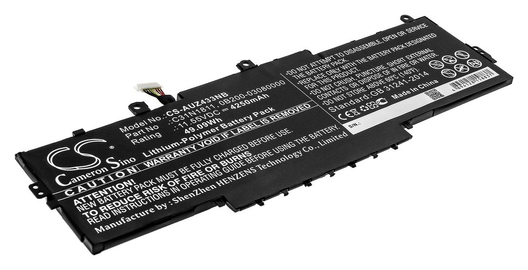 Аккумуляторная батарея CameronSino для Asus ZenBook 14 UX433FN, 11.6V, 4250mAh, 49Wh, черный (CS-AUZ433NB)