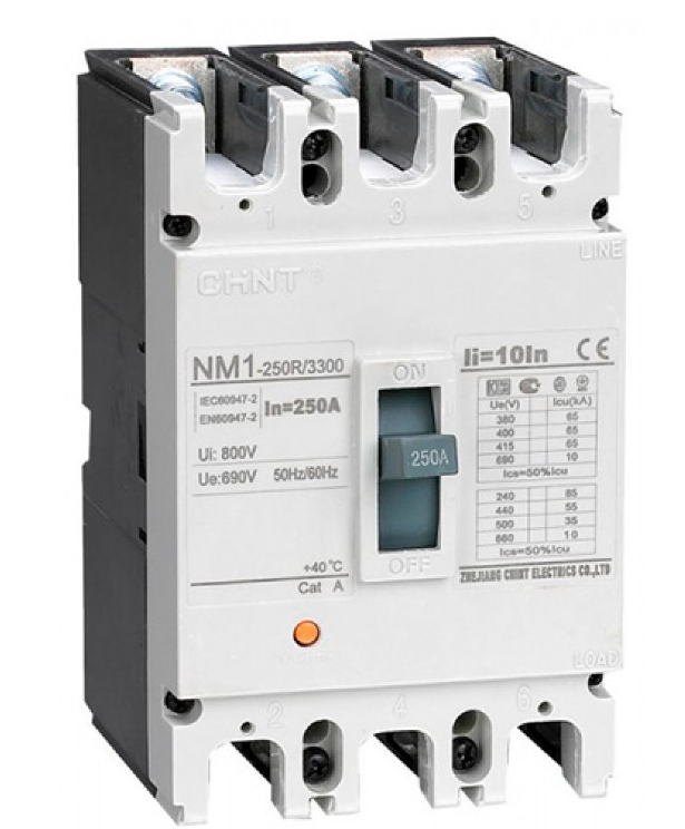 

Выключатель автоматический CHINT NM1-250S/3Р трехполюсный (3P/3П) 160A 25кА (126584), NM1-250S/3Р