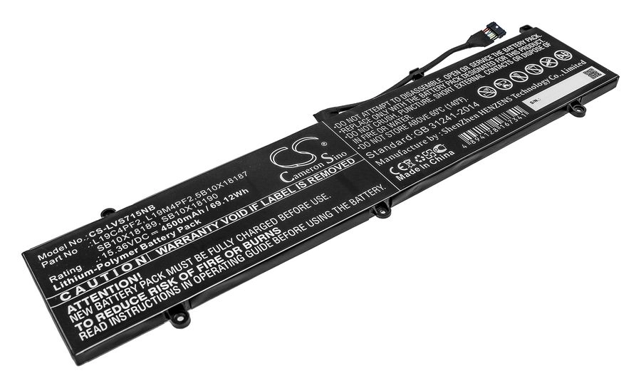 Аккумуляторная батарея CameronSino для Lenovo Yoga Slim 7 15, 15.4V, 4500mAh, 69.1Wh, черный (CS-LVS715NB)