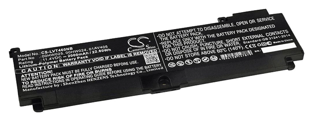 

Аккумуляторная батарея CameronSino для Lenovo T460s, ThinkPad T470s, 11.4V, 2000mAh, 22.8Wh, черный (CS-LVT460NB)